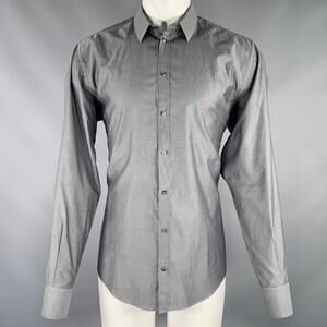 DOLCE & GABBANA Size M Grey Cotton Button Up Long Sleeve Shirt